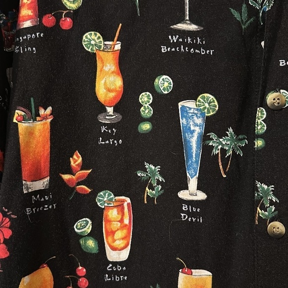 Men’s Vintage Weekender Traveler Hawaiian Cocktail Drinks Button Down Shirt Sz L - Picture 7 of 8